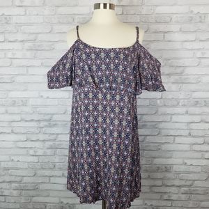 BOBEAU Floral Boho Gauze Cold Shoulder Min…